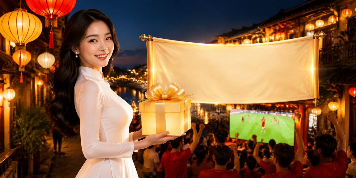 Người phụ nữ mặc áo dài ở Hội An sử dụng ứng dụng casino trên điện thoại